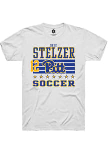 Sage Stelzer Rally Mens White Pitt Panthers NIL Striped Player T Shirt