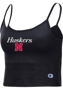 Womens Nebraska Cornhuskers Black Champion Cropped Cami Tank Top