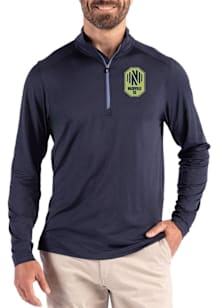 Cutter and Buck Nashville SC Mens Navy Blue Coastline Long Sleeve Qtr Zip Pullover