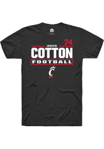 Joseph Cotton Rally Mens Black Cincinnati Bearcats NIL Stacked Box Player T Shirt