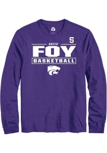 Aniya’ Foy Mens Purple K-State Wildcats NIL Stacked Box Long Sleeve Player T Shirt