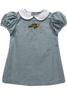 Vive La Fete North Dakota State Bison Toddler Girls Green Gingham Collar Short Sleeve Dress