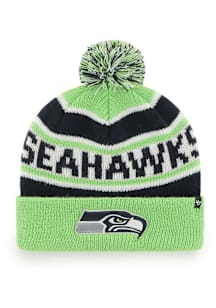 47 Seattle Seahawks Navy Blue Hangtime Cuff Pom Youth Knit Hat