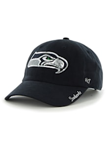47 Seattle Seahawks Navy Blue Sparkle Clean Up Womens Adjustable Hat