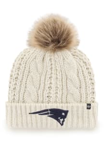 47 New England Patriots White Meeko Cuff Pom Womens Knit Hat