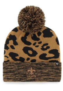 47 New Orleans Saints Brown Rosette Cuff Pom Womens Knit Hat