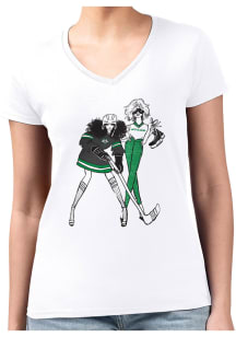 4Her Dallas Stars Womens White Hockey Girls Design Short Sleeve T-Shirt