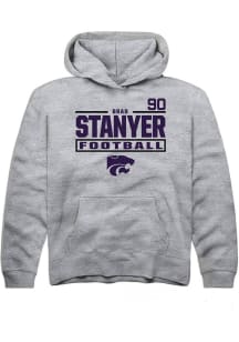 Brad Stanyer Rally Youth Grey K-State Wildcats NIL Stacked Box Long Sleeve Player Hoodie