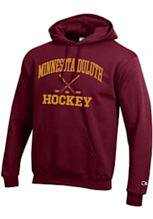 Champion UMD Bulldogs Mens Maroon Hockey Powerblend Long Sleeve Hoodie