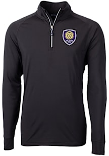 Cutter and Buck Orlando City SC Mens Black Adapt Eco Knit Long Sleeve Qtr Zip Pullover