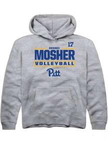 Brooke Mosher Rally Youth Grey Pitt Panthers NIL Stacked Box Long Sleeve Player Hoodie