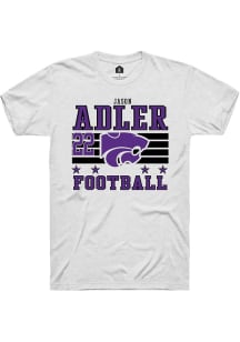 Jason Adler Rally Mens White K-State Wildcats NIL Striped Player T Shirt