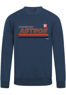 Levelwear Houston Astros Mens Navy Blue Zane Breaker Long Sleeve Crew Sweatshirt