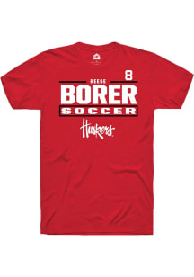 Reese Borer Rally Mens Red Nebraska Cornhuskers NIL Stacked Box Player T Shirt