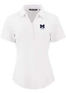 Cutter and Buck Michigan Wolverines Womens White Alumni Forge Eco Polo Short Sleeve Polo Shirt
