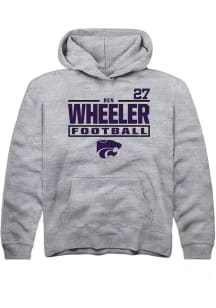 Ben Wheeler Rally Youth Grey K-State Wildcats NIL Stacked Box Long Sleeve Player Hoodie