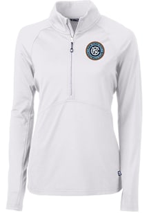 Cutter and Buck New York City FC Womens White Adapt Eco Qtr Zip Pullover