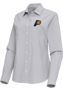 Antigua Indiana Pacers Womens Porter Long Sleeve Ash Dress Shirt