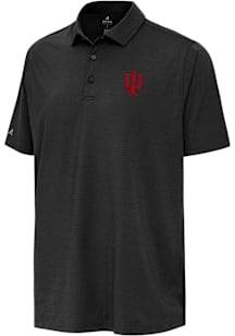Mens Indiana Hoosiers Black Antigua Hurdle Short Sleeve Polo Shirt