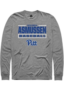 Benjamin Asmussen Mens Graphite Pitt Panthers NIL Stacked Box Long Sleeve Player T Shirt