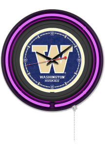 Black Washington Huskies Double Neon Wall Clock
