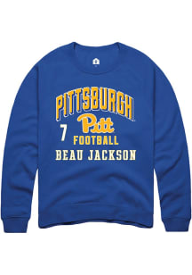 Beau Jackson Rally Mens Blue Pitt Panthers NIL Arch Logo Player Crew