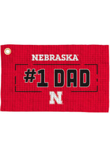 Red Nebraska Cornhuskers #1 Dad Waffle Golf Towel