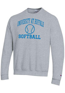 Champion Buffalo Bulls Mens Grey Softball Powerblend Long Sleeve Crew Sweatshirt