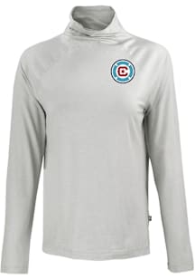 Cutter and Buck Chicago Fire Womens Grey Coastline Eco Funnel Neck Crew Sweatshirt
