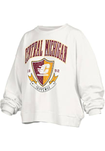 Pressbox Central Michigan Chippewas Womens White Janise Crew Sweatshirt