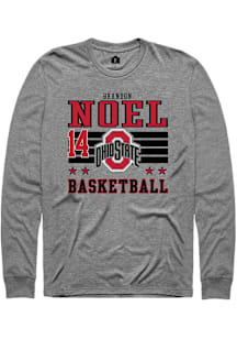 Brandon Noel Ohio State Buckeyes Grey NIL Striped Long Sleeve Player T Shirt