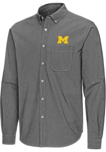 Mens Michigan Wolverines Black Antigua Porter Long Sleeve Dress Shirt