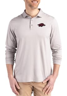 Cutter and Buck Arkansas Razorbacks Mens Grey Coastline Long Sleeve Polo Shirt