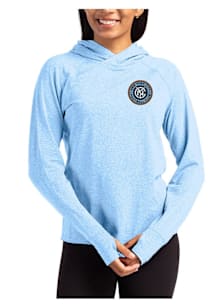 Cutter and Buck New York City FC Womens Light Blue Adapt Knit Hood Hooded Sweatshirt