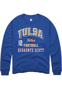 Dedaunte Scott Rally Mens Blue Tulsa Golden Hurricane NIL Arch Logo Player Crew