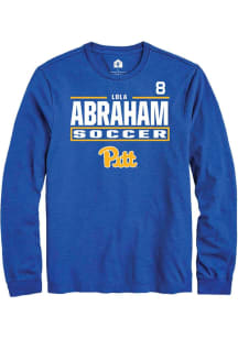 Lola Abraham Mens Blue Pitt Panthers NIL Stacked Box Long Sleeve Player T Shirt