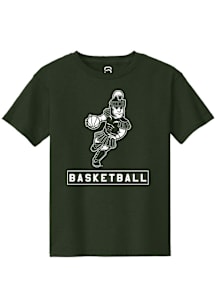 Summit Sportswear Michigan State Spartans Youth Green Sparty Playing Basketball Short Sleeve T-Shi..
