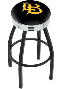 Cal State Long Beach 3 Ring Chrome Seat Pub Stool - Black