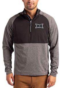 Cutter and Buck Big 12 Mens Black Adapt Eco Hybrid Long Sleeve Qtr Zip Pullover