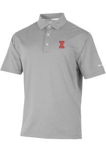 Mens Illinois Fighting Illini Grey Columbia Sand Tee Short Sleeve Polo Shirt