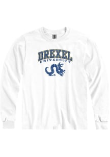 Mens White Drexel Dragons Arch Mascot Tee