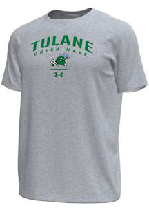 Under Armour Tulane Green Wave Grey Arch over logo Tech Stretch Short Sleeve T Shirt
