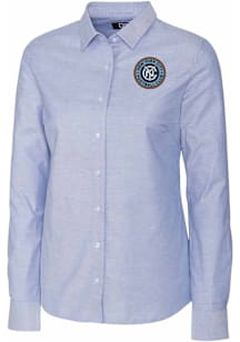 Cutter and Buck New York City FC Womens Stretch Oxford Long Sleeve Light Blue Dress Shirt