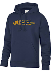 Mens Navy Blue Drexel Dragons Embroidered Hooded Sweatshirt