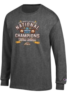 Mens Western Michigan Broncos Charcoal Champion 2025 National Champions Jersey Tee