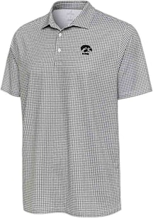 Mens Iowa Hawkeyes Black Antigua Breeze Short Sleeve Polo Shirt