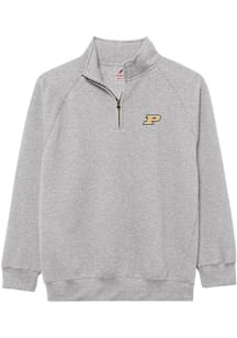 Purdue Boilermakers Mens Grey Essentials Embroidery Long Sleeve Qtr Zip Pullover