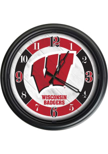 Black Wisconsin Badgers Outdoor LED Wall Clock