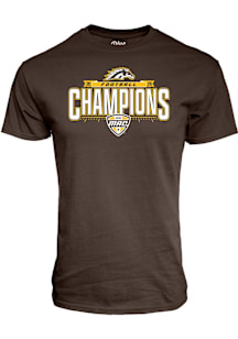 Blue 84 Western Michigan Broncos Brown 2025 MAC Football Champions Short Sleeve T Shirt