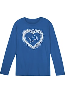 Detroit Lions Toddler Girls Blue Heart Shot Long Sleeve T Shirt